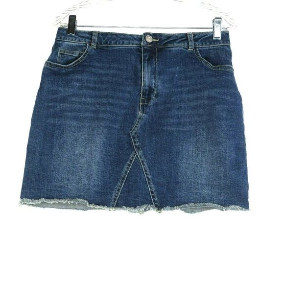 Chocolate USA Raw Hem Denim Skirt Women's Size Large Blue Jean 30" Waist - Picture 1 of 8